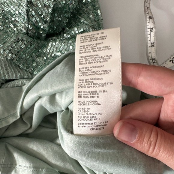 NEW $168 FREE PEOPLE [ 8 ] Frida Sequin Ruffle‎ Minidress in Island Sea Green - Picture 13 of 14